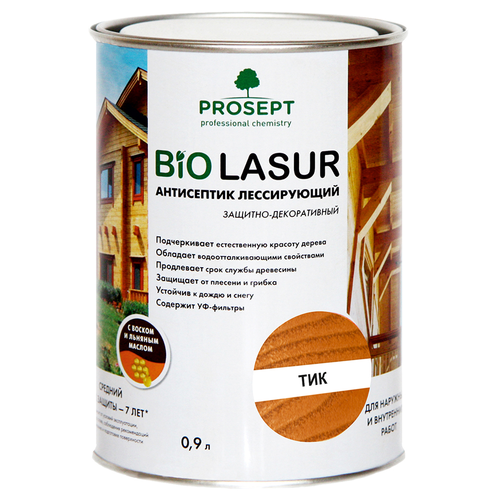 Лессирующие антисептики PROSEPT BiO LASUR 0,9 л Тик