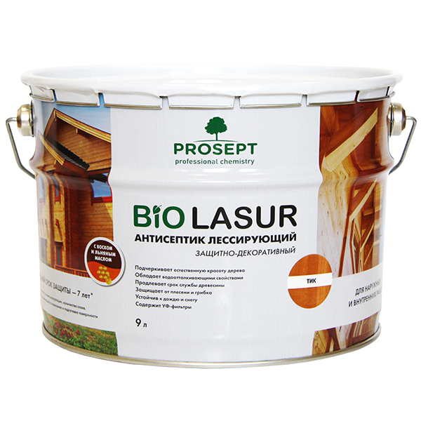 Лессирующие антисептики PROSEPT BiO LASUR 9 л Тик