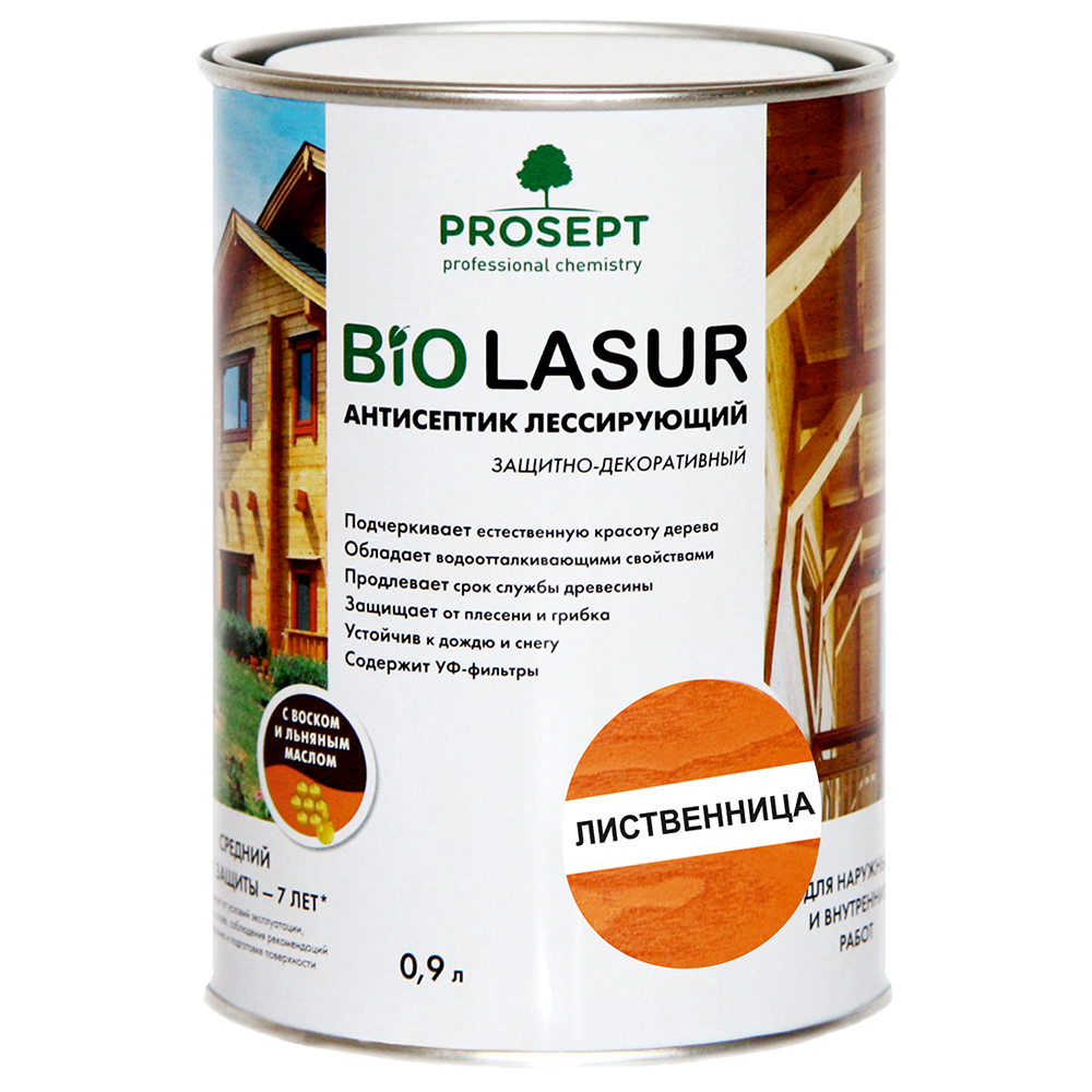 Защита древесины PROSEPT BiO LASUR 0,9 л Лиственница