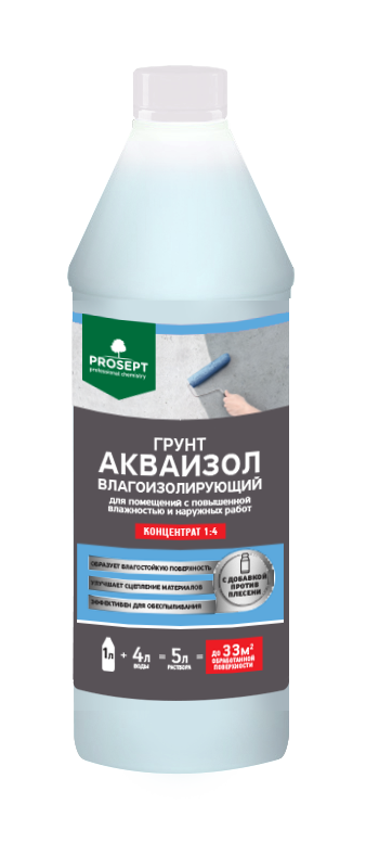 Строительная химия Грунт АКВАИЗОЛ влагоизолирующий 1:4, 1 л