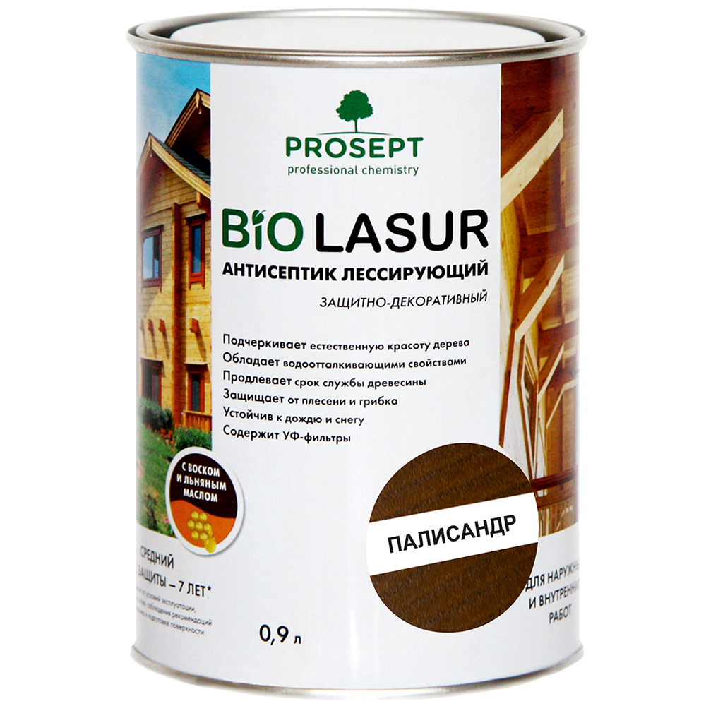 Защита древесины PROSEPT BiO LASUR 0,9 л Палисандр