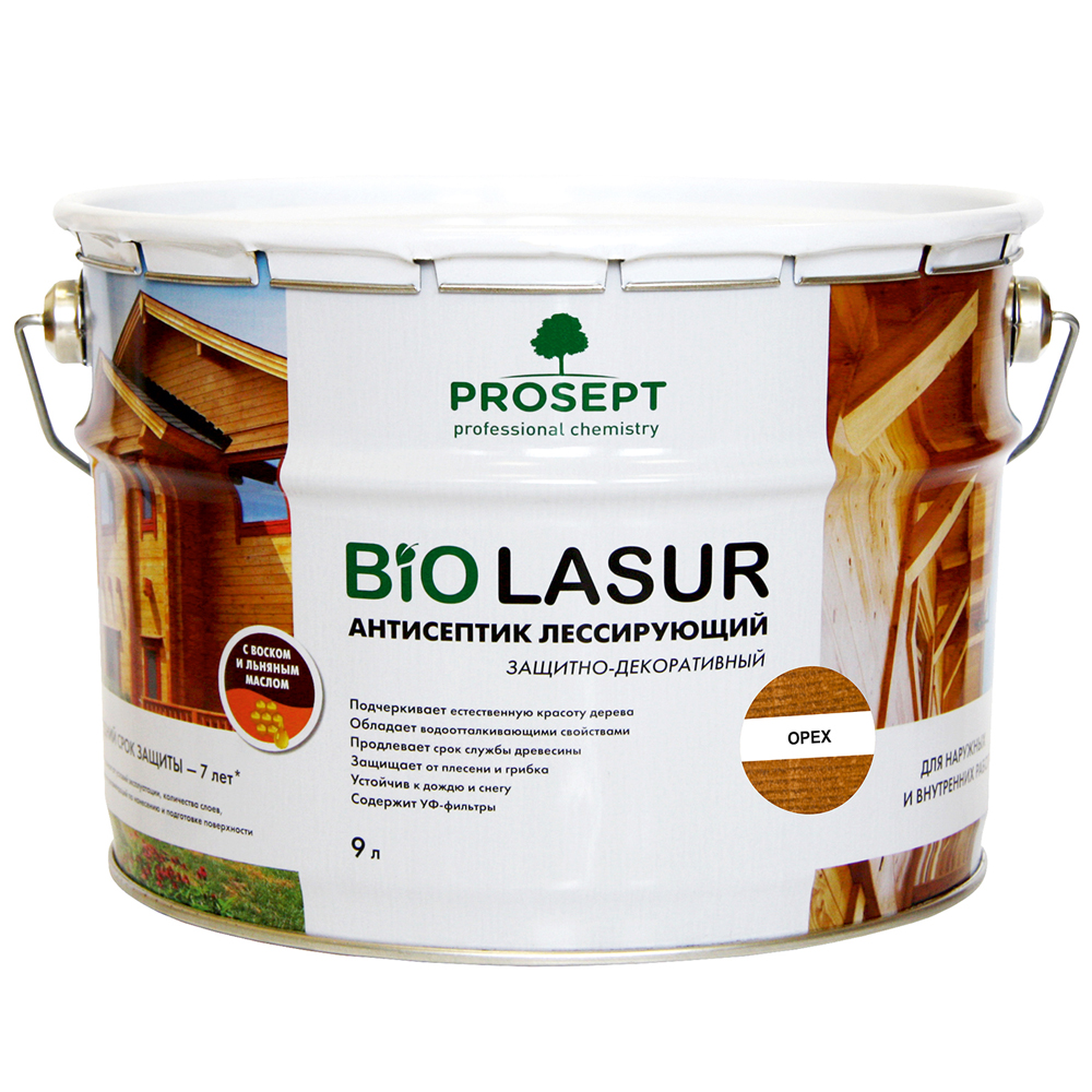 Лессирующие антисептики PROSEPT BiO LASUR 9 л Орех