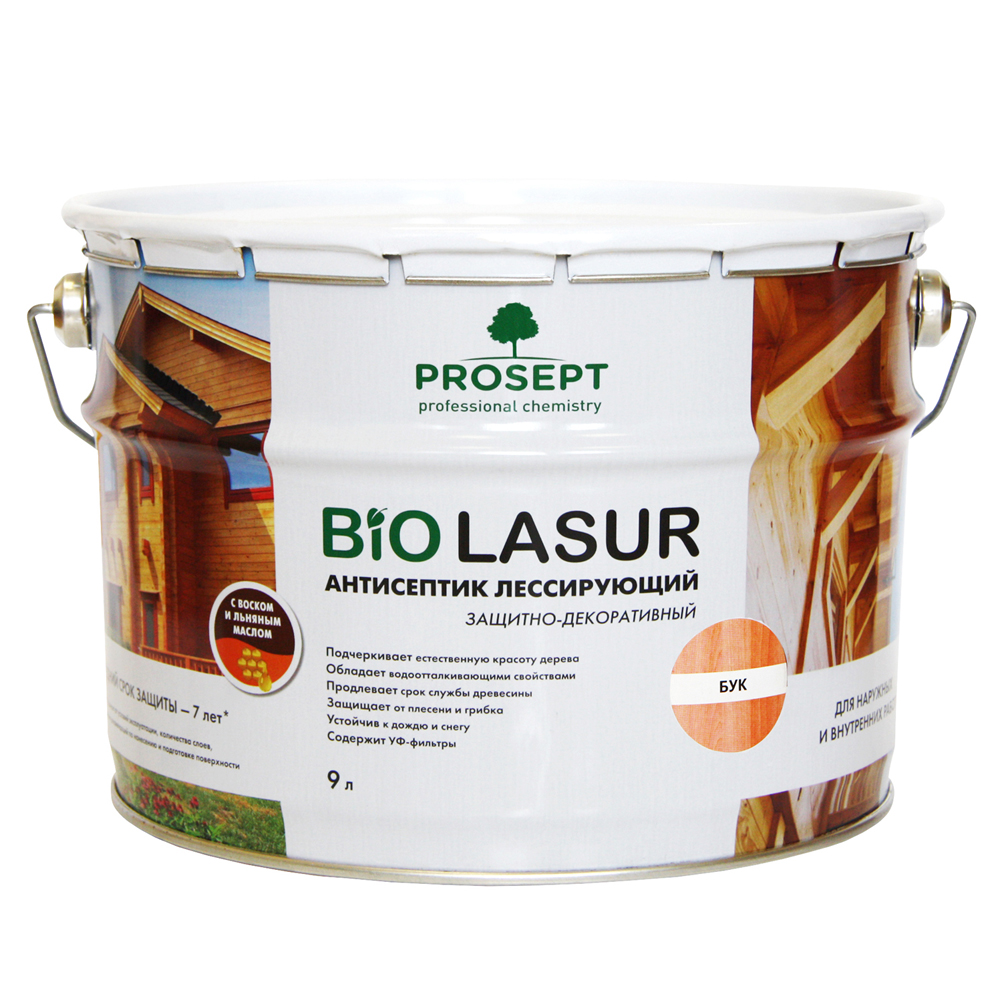 Лессирующие антисептики PROSEPT BiO LASUR 9 л Бук