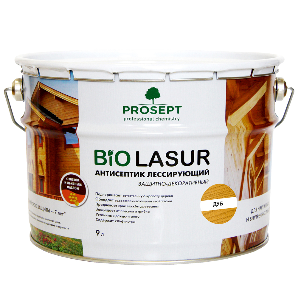 Лессирующие антисептики PROSEPT BiO LASUR 9 л Дуб