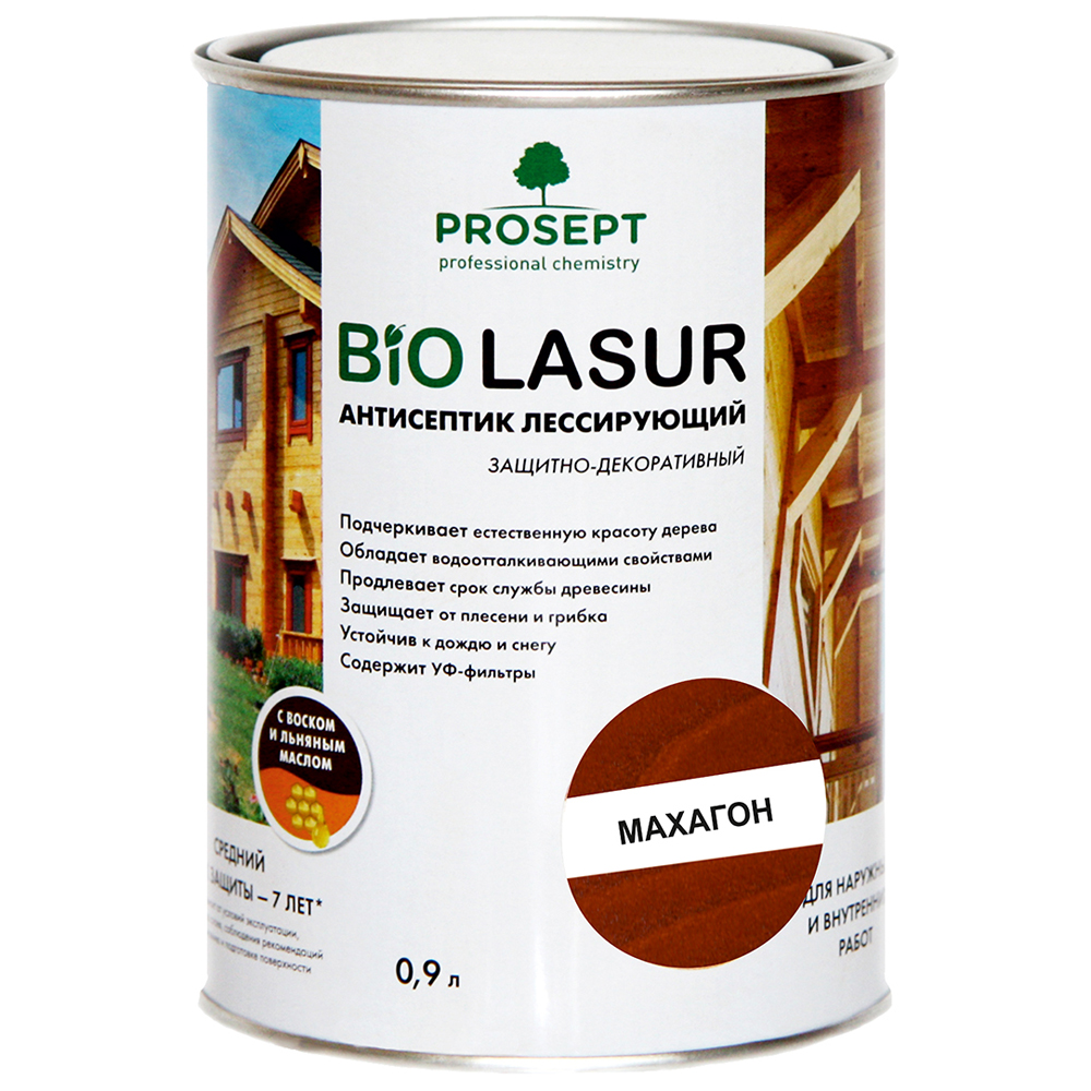 Лессирующие антисептики PROSEPT BiO LASUR 0,9 л Махагон