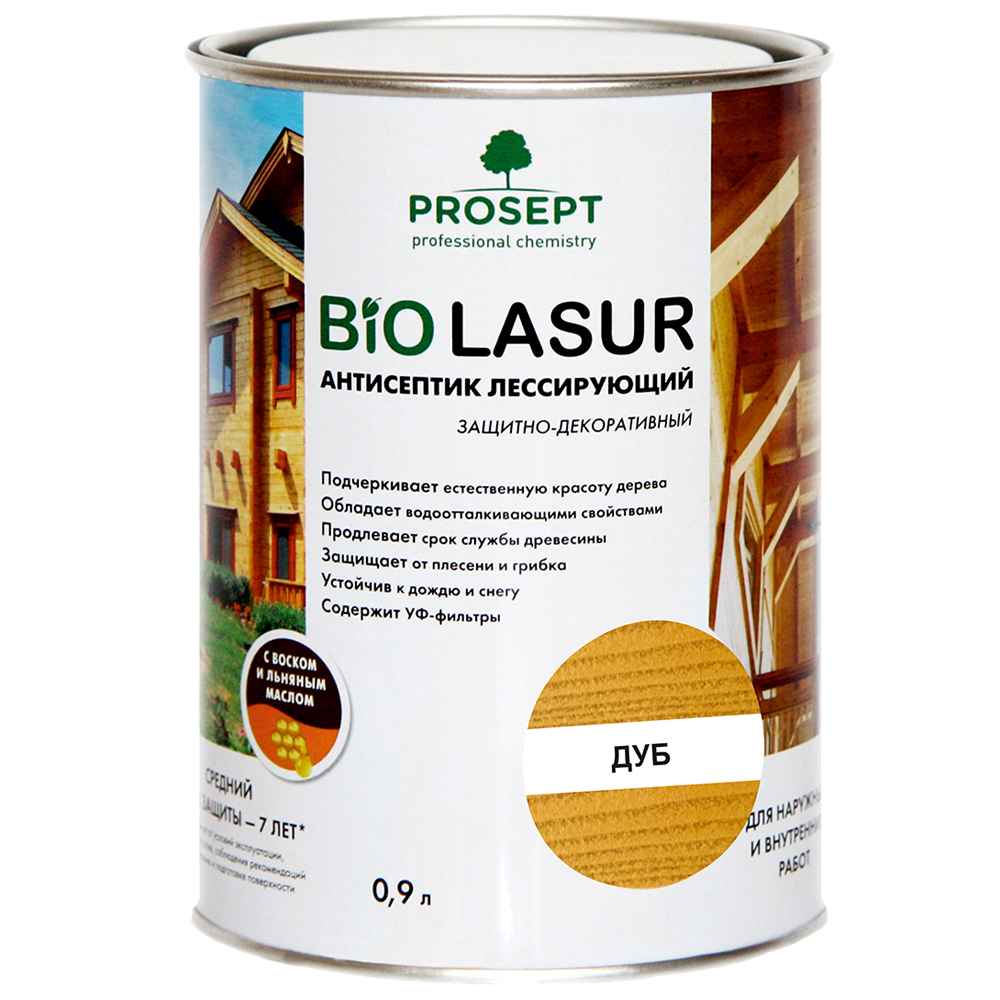 Защита древесины PROSEPT BiO LASUR 0,9 л Дуб