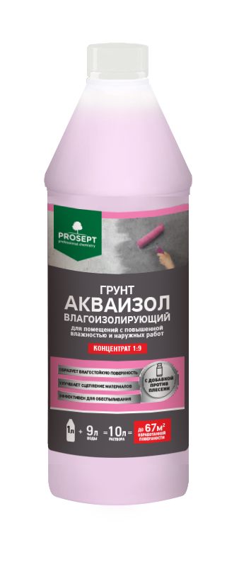 Строительная химия Грунт АКВАИЗОЛ влагоизолирующий 1:9, 1 л